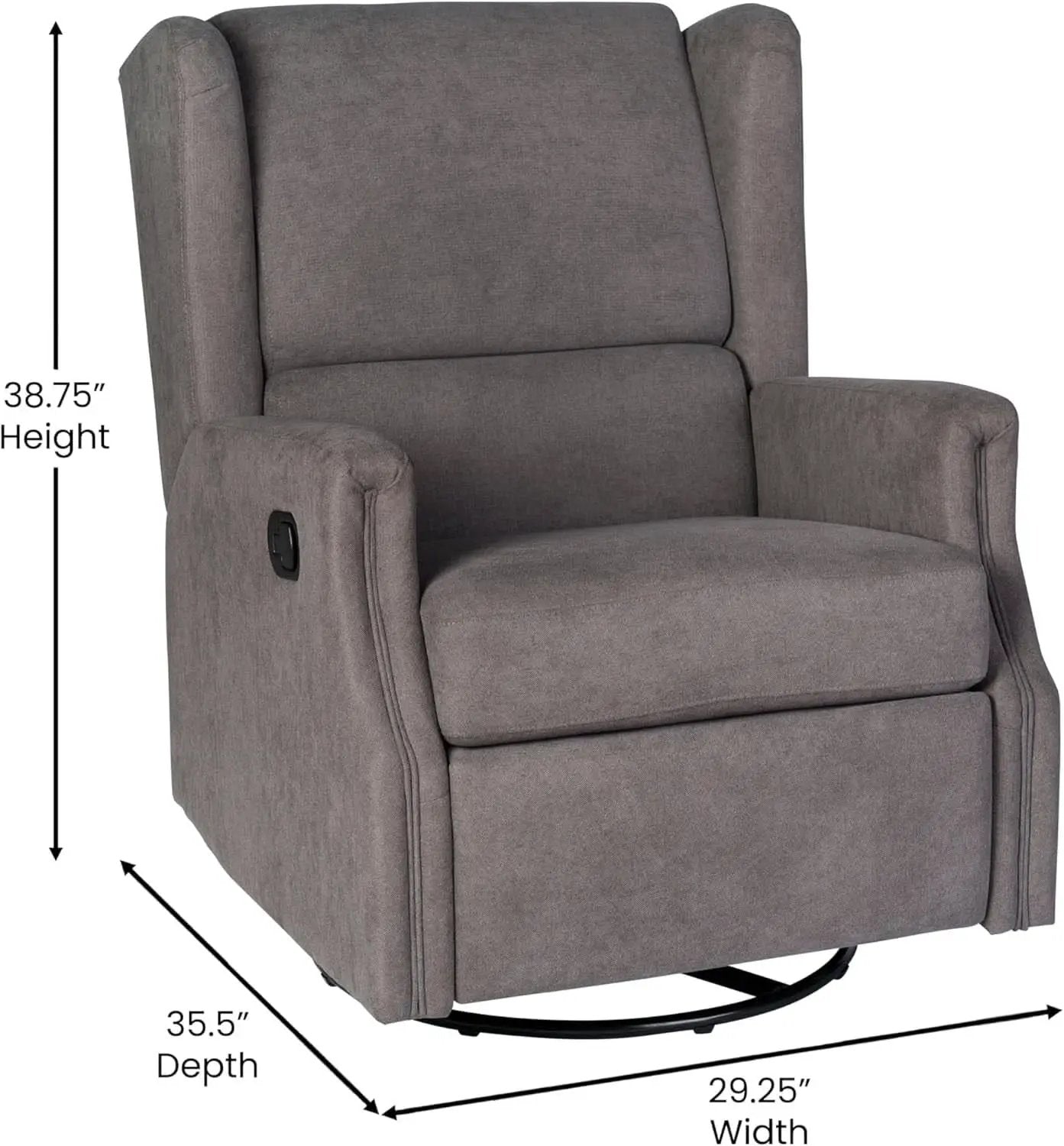 Omma Wingback Swivel Glider Recliner Dark Gray Upholstered from PriceLows™
