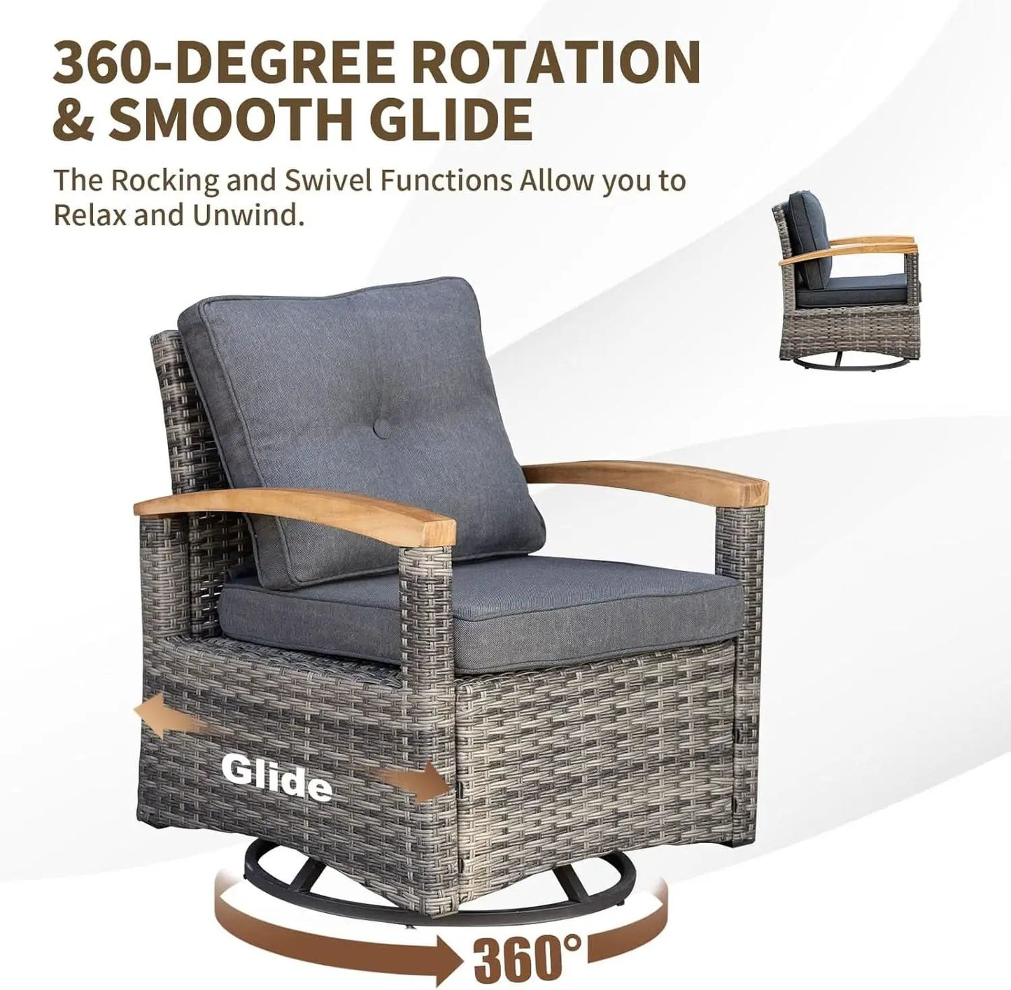 Outdoor Rattan Patio Furniture Set with Swivel Rockers from PriceLows™