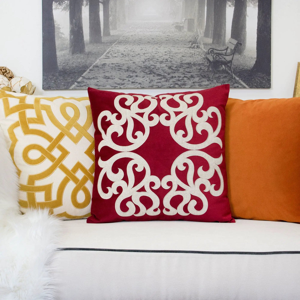 Pillow Cover | Vintage Vine Pattern | Hidden Zipper | Matching Back