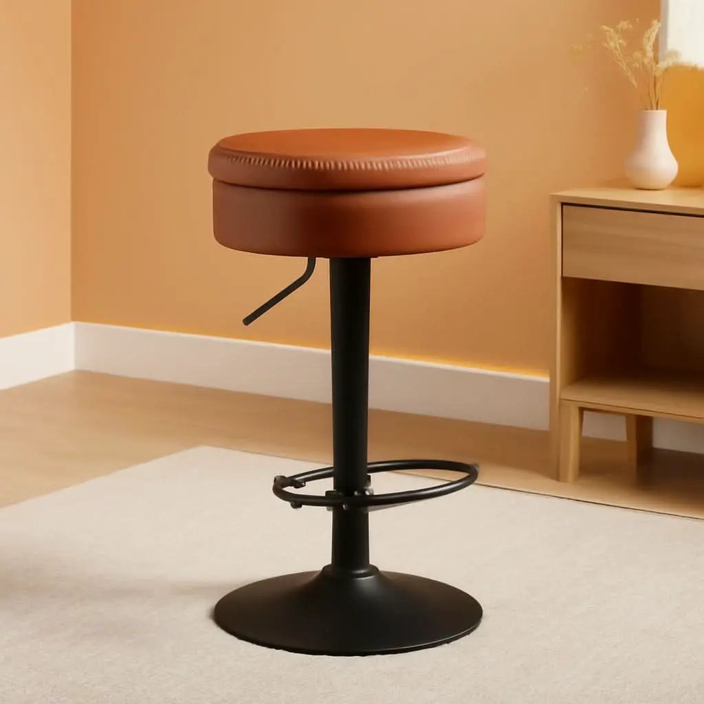 360 Degree Swivel Bar Stool With Storage Caramel Brown from PriceLows™
