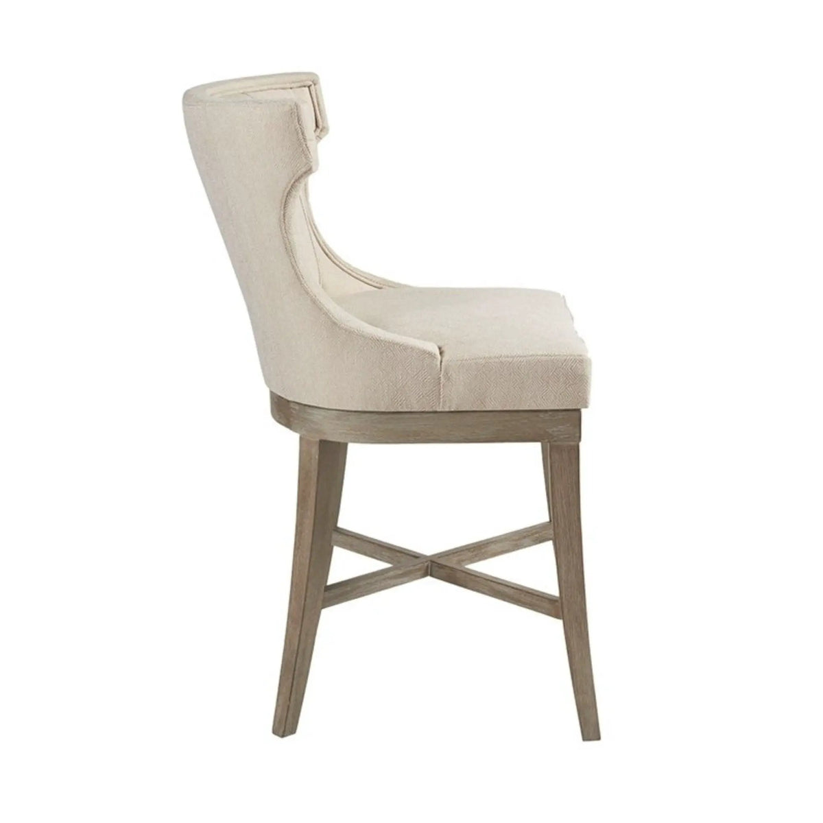 Carson Swivel Counter Stool | Wingback Shape | Piping Details | Solid Wood Legs
