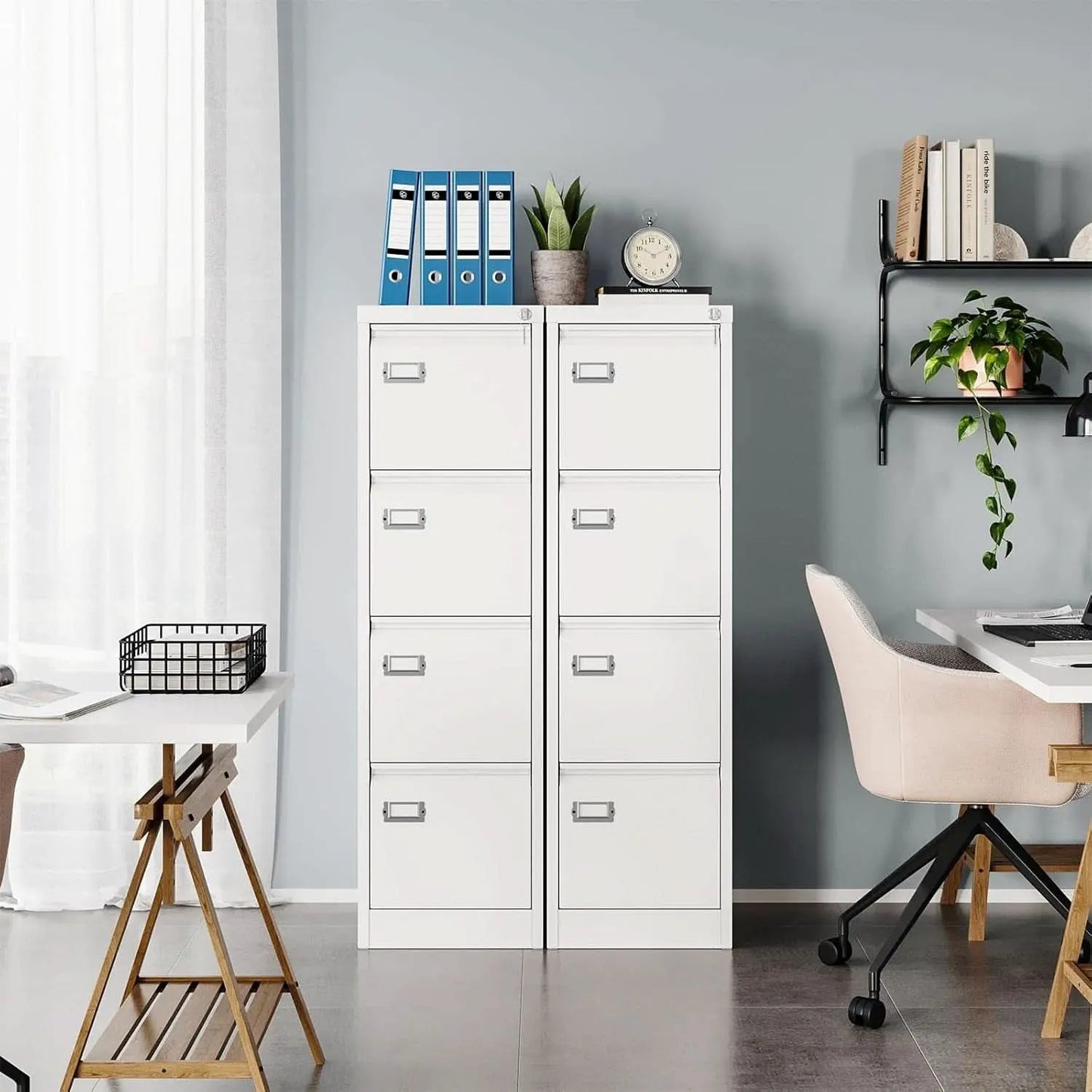 White 4 Drawer Vertical Locking File Cabinet For Office from PriceLows™