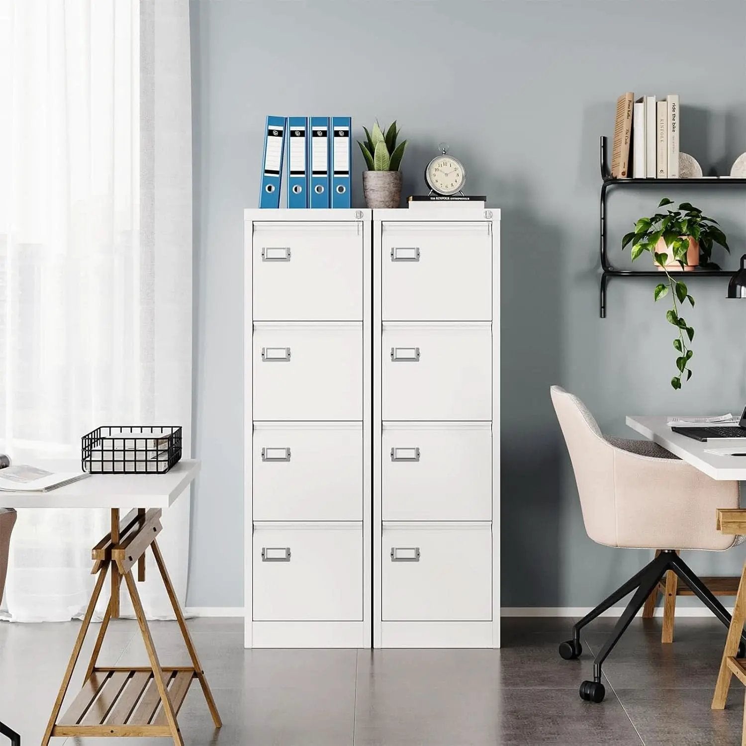 White 4 Drawer Vertical Locking File Cabinet For Office from PriceLows™