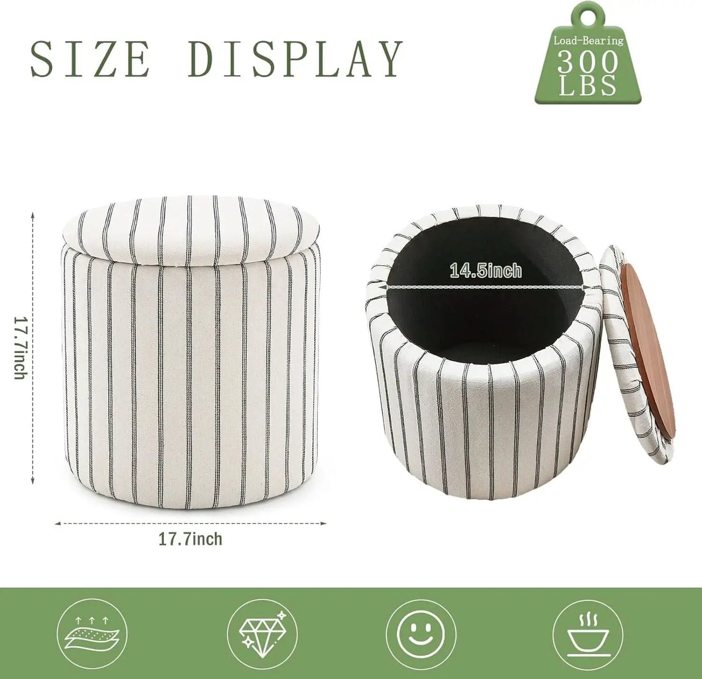 EighteenInch Round Storage Ottoman With Removable Tray from PriceLows™