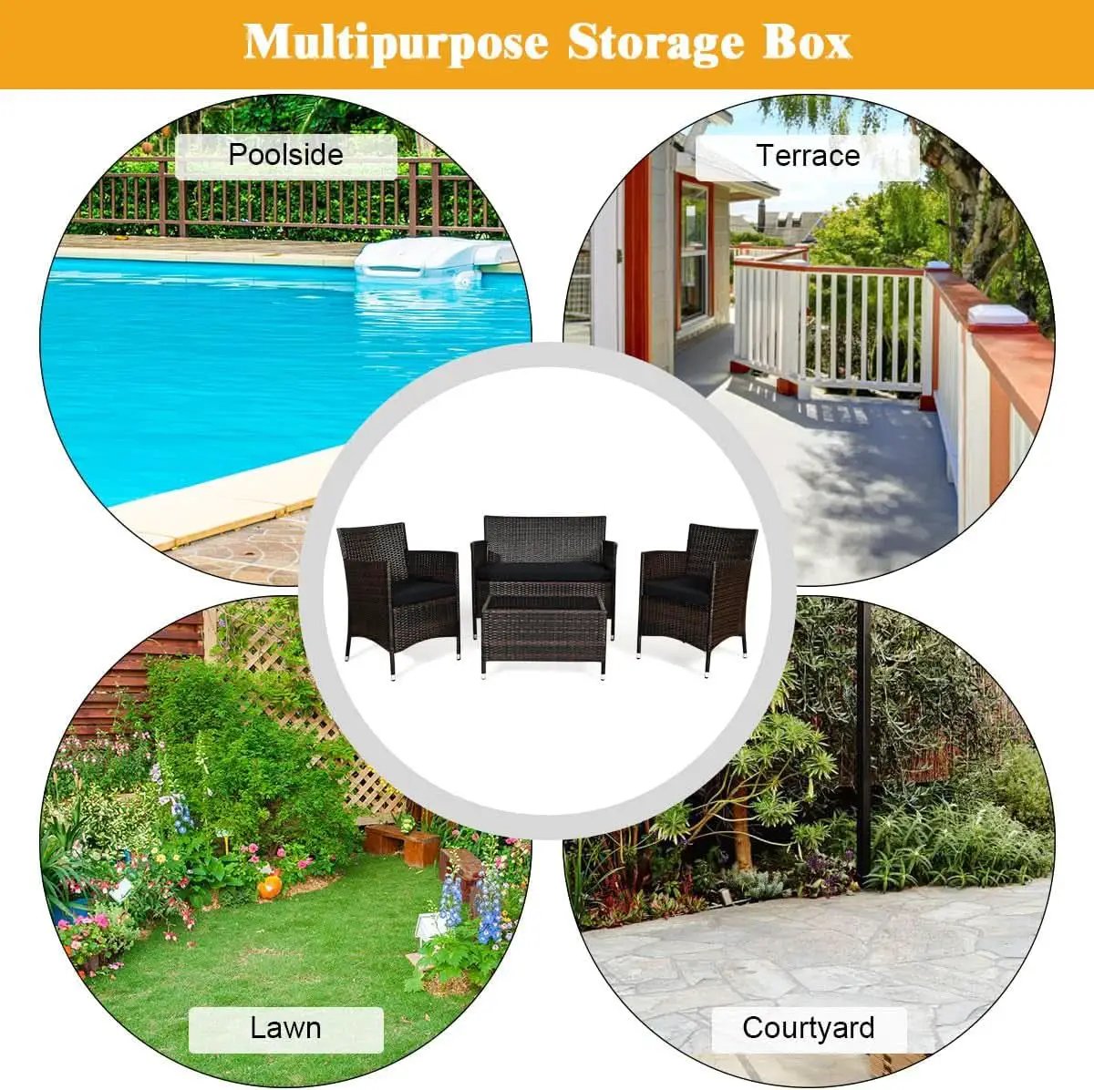 4 Piece Rattan Patio Set With Tempered Glass Table from PriceLows™