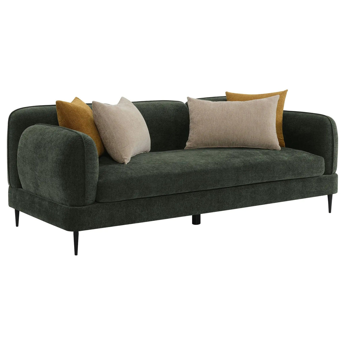 Jade Chenille Upholstered Modern Track Arm Sofa | 84 x 38.5 x 32 in | Chenille & Fabric | Green