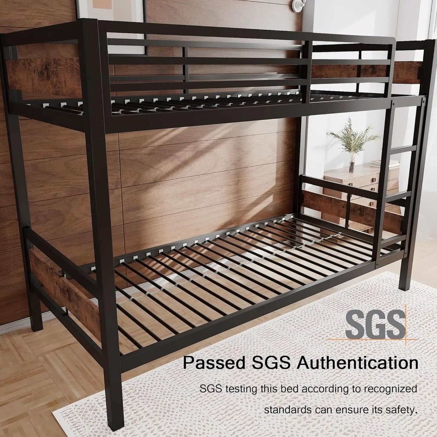 Rustic Brown Twin Over Twin Bunk Bed With Under Bed Storage from PriceLows™