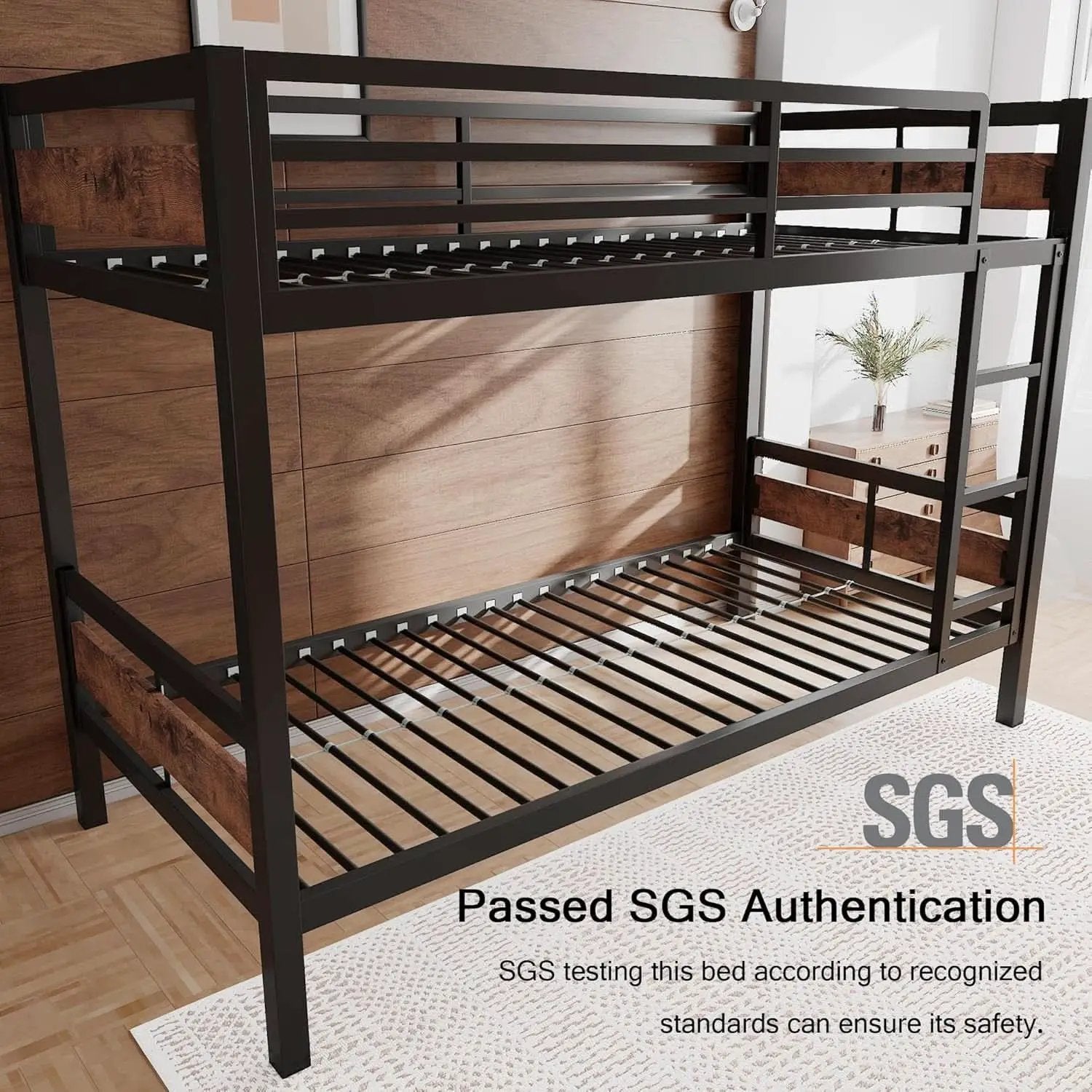 Rustic Brown Twin Over Twin Bunk Bed With Under Bed Storage from PriceLows™