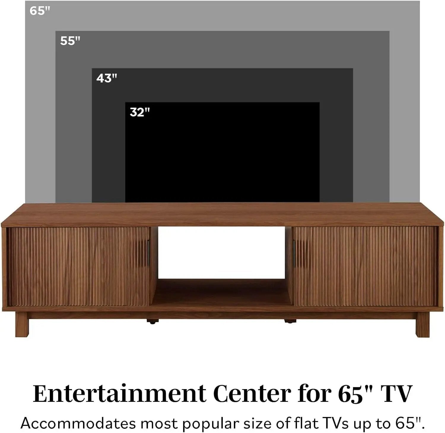 Walton Modern Fluted Door Low TV Stand For 65 Inch TV Mocha from PriceLows™