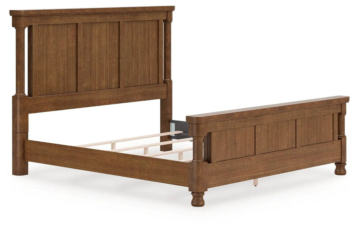 Rowlenstown Poster Bed | Casual Traditional Design | Rubbed Finish | Hefty Silhouette