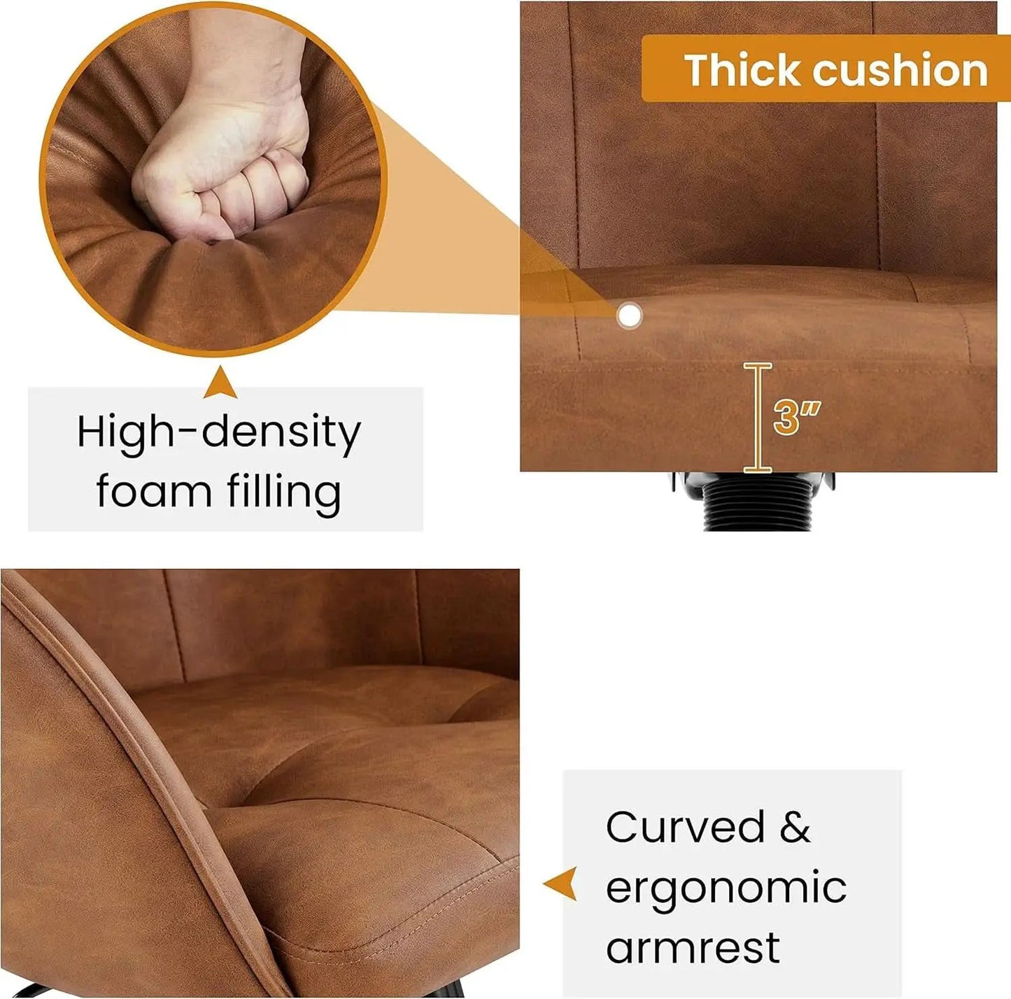 Brown Faux Leather Desk Chair With Adjustable Tilt from PriceLows™
