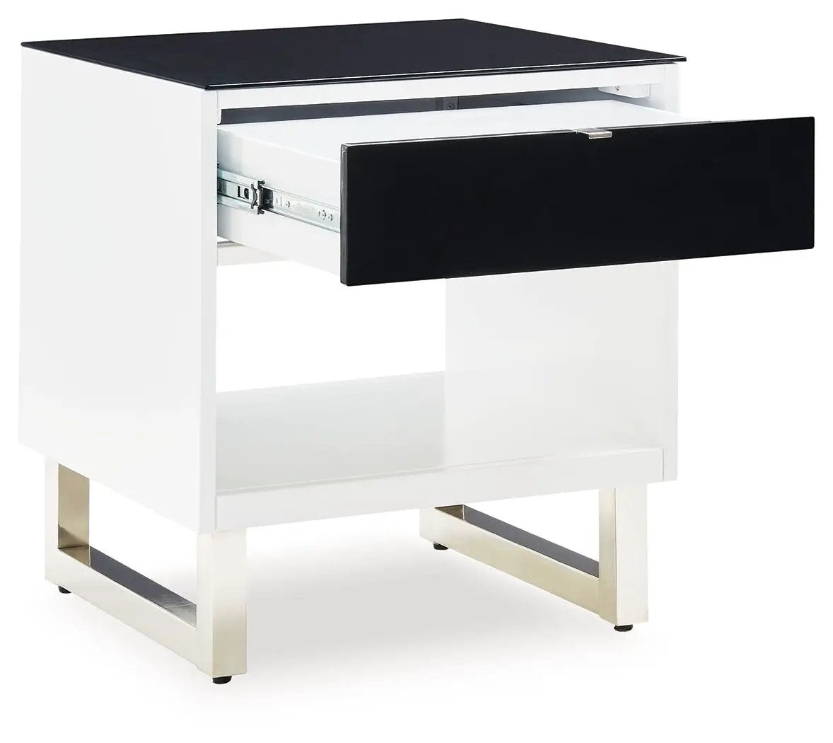 Gardoni Rectangular End Table | White And Black | MDF Construction | Drawer Storage