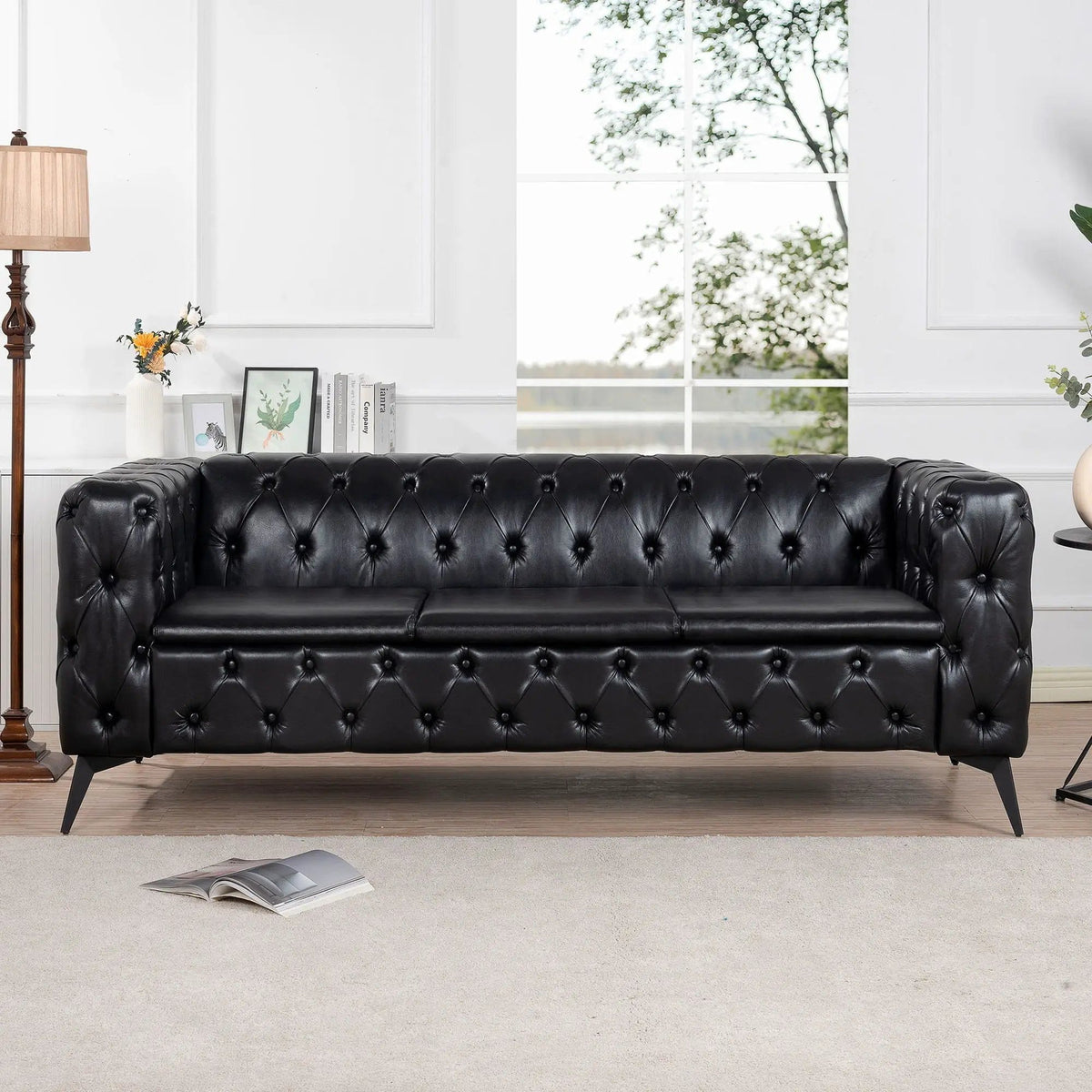 Square Arm Removable Cushion 3 Seater Sofa | 2 Pieces | Iron | Living Room