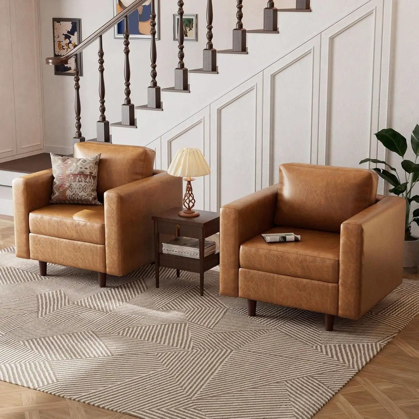 Brown Oversized Reading Armchair With Hidden Storage from PriceLows™