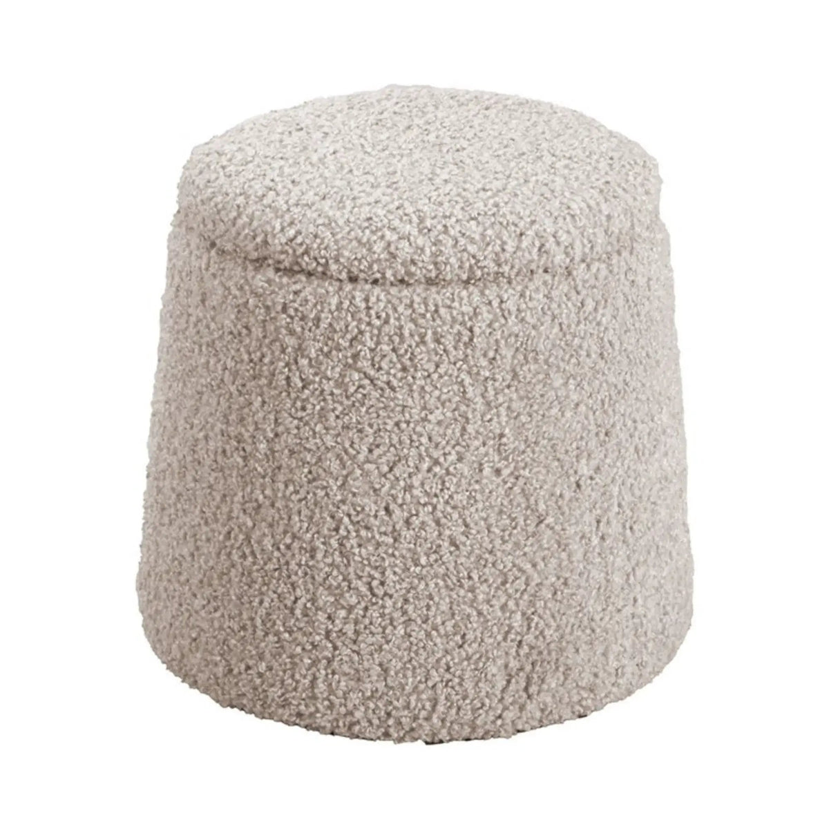 Round Storage Ottoman | Upholstered Soft Fabric | High Density Foam | Built-In Compartment