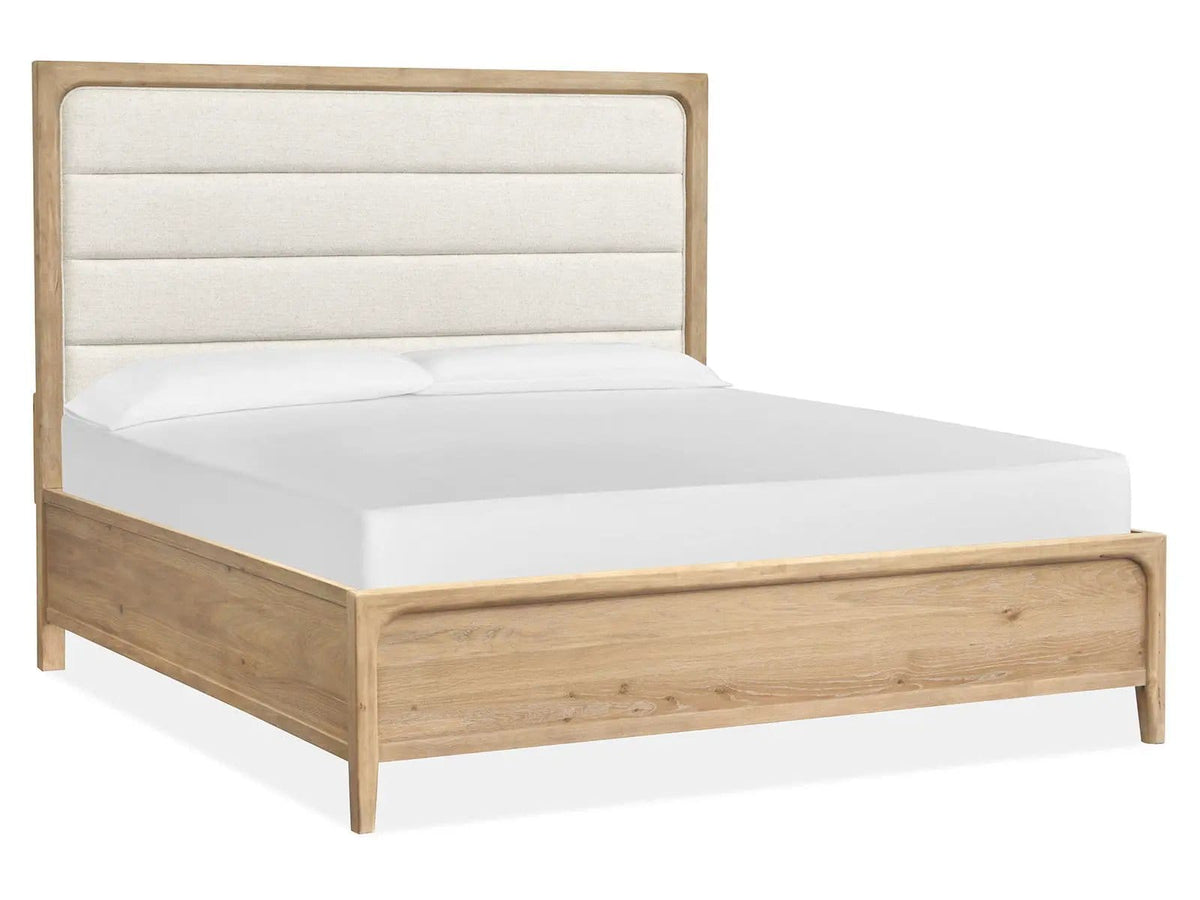 Somerset Complete Panel Bed With Upholstered Headboard | 3 Pieces | Oak Veneer | Bedroom