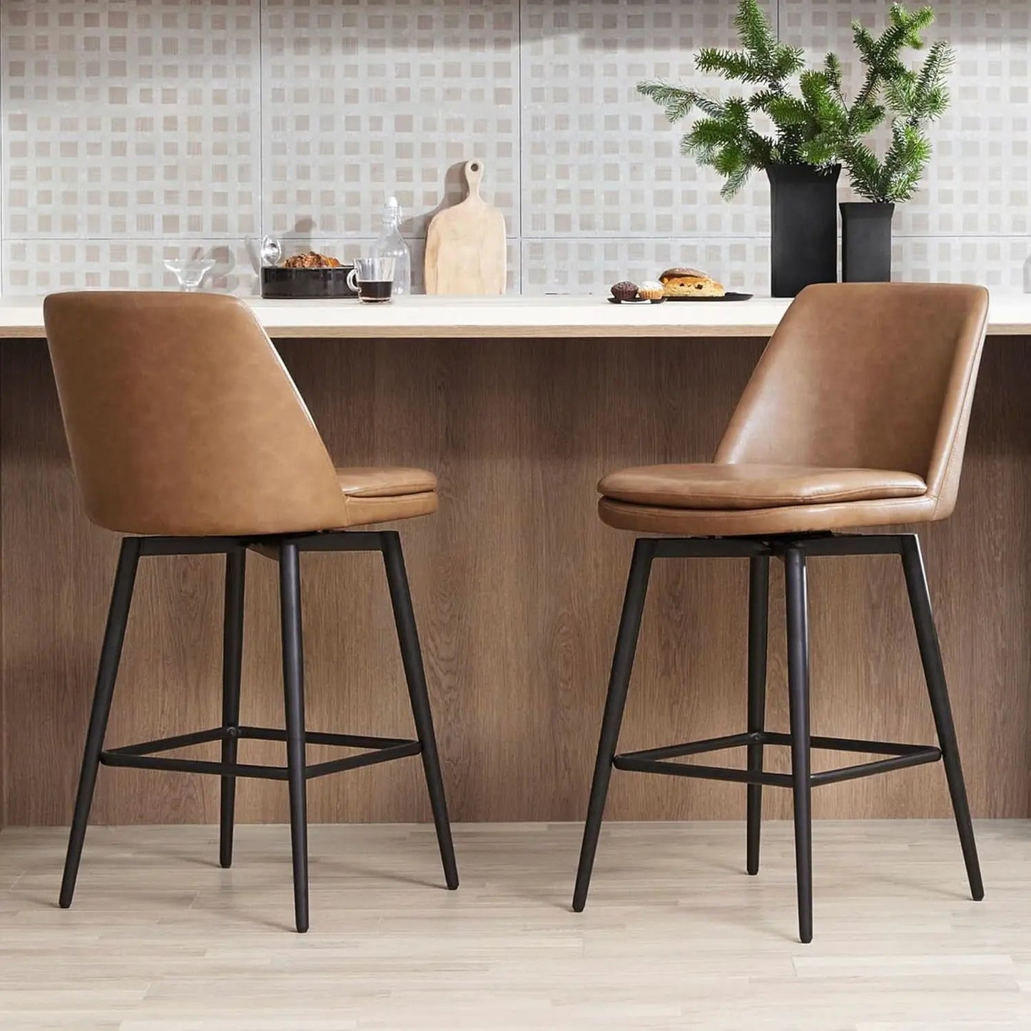 Counter Height Swivel Barstools Set of Four Stylish Comfort from PriceLows™