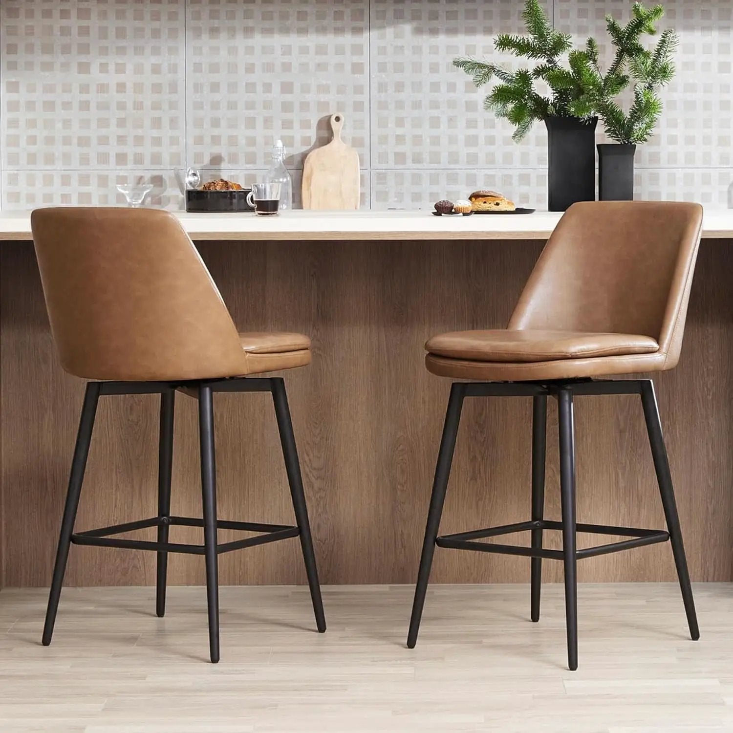 Counter Height Swivel Barstools Set of Four Stylish Comfort from PriceLows™