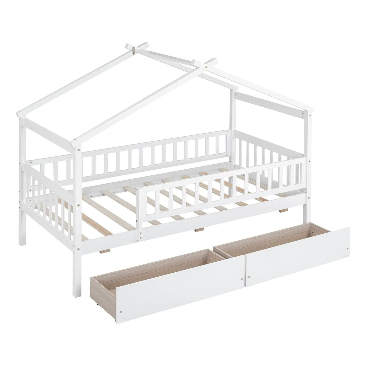 Kids House Bed With 2 Drawers | Sky Roof Design | Classic House Shape | 62.9 Inch Height