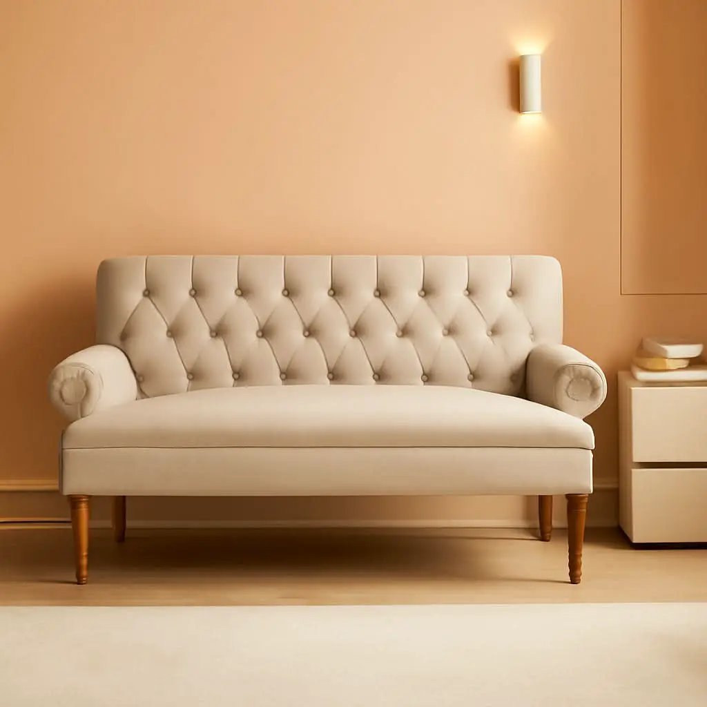 Beige Linen Loveseat Sofa With Sinuous Spring Support from PriceLows™