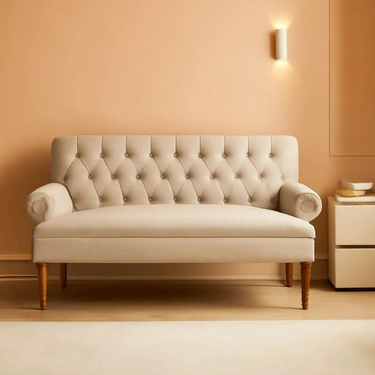 Beige Linen Loveseat Sofa With Sinuous Spring Support from PriceLows™
