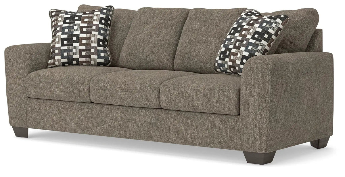 Triston-Peaks Sofa | 90 x 38 x 38 in | Wood | Suede