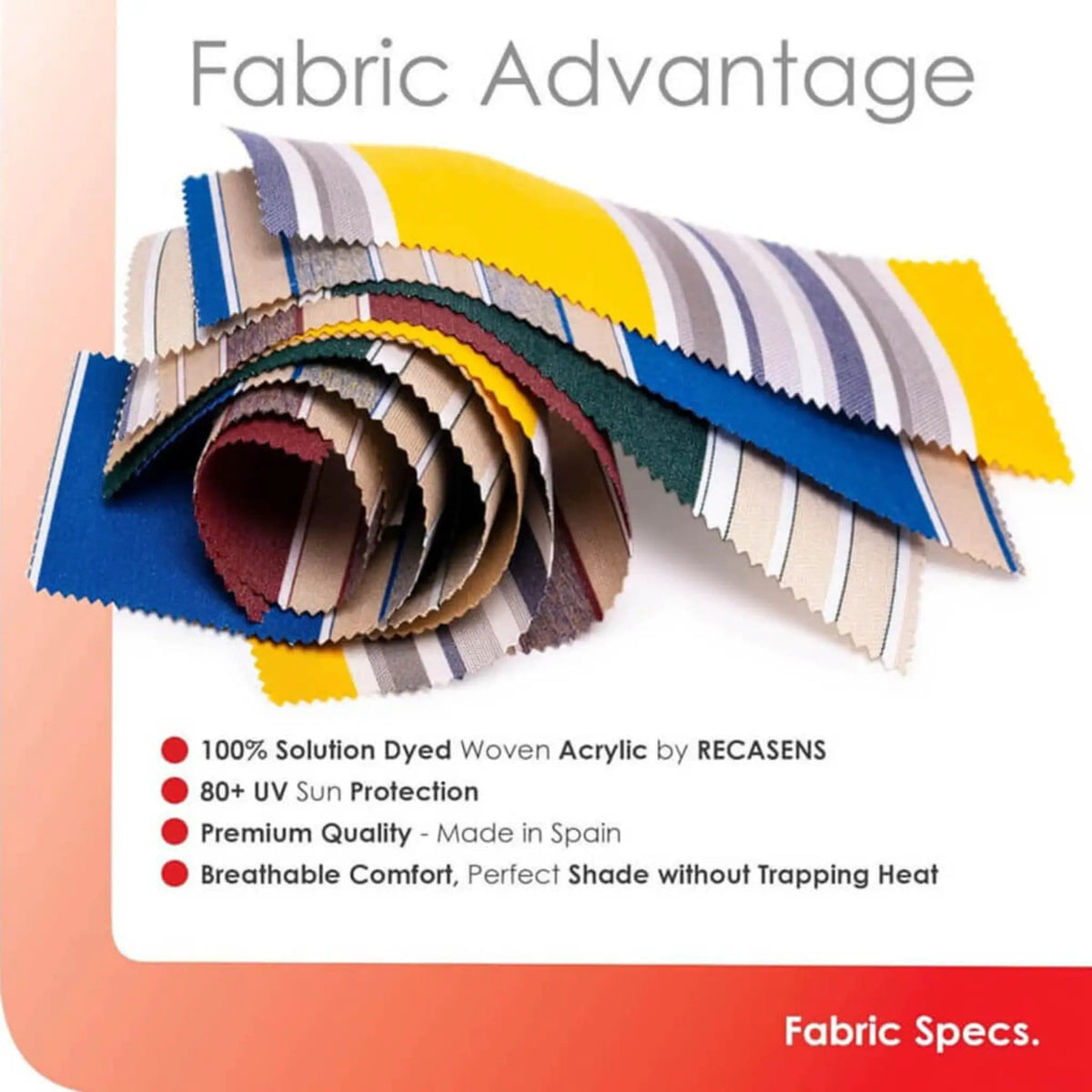 Retractable Sun Shade Awning | Advaning Luxury Series | 316 Stainless Steel Cables | Solution-Dyed Acrylic