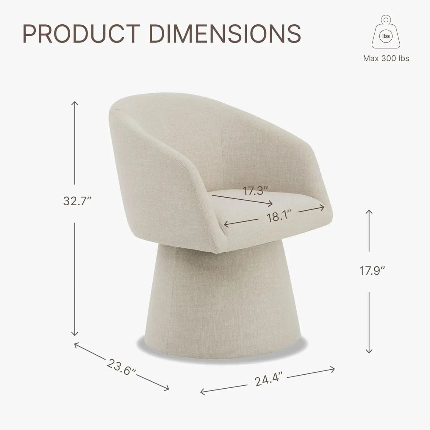 360 Degree Modern Swivel Linen Dining Chairs Set Of 4 from PriceLows™