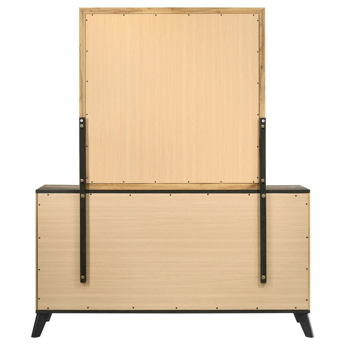 Kaywood 6-drawer Dresser and Mirror Natural Pine | 60.25 x 17.25 x 71.5 in | Engineered Wood & Metal | Bedroom