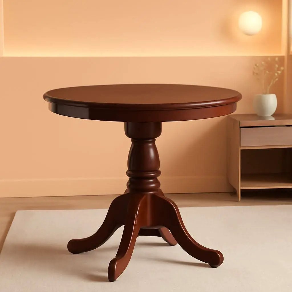 Eden Round Dining Table Mahogany Pedestal 30x30 Inches from PriceLows™