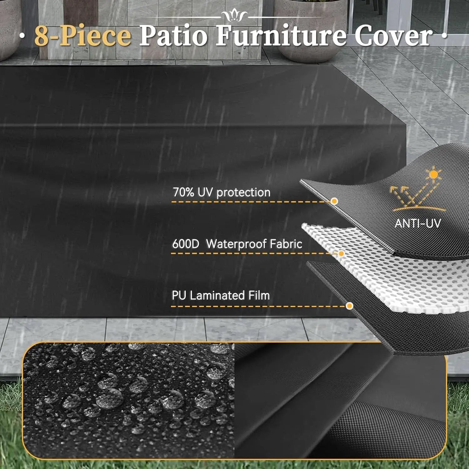 Eight Piece Outdoor Patio Furniture Set with Fire Pit from PriceLows™