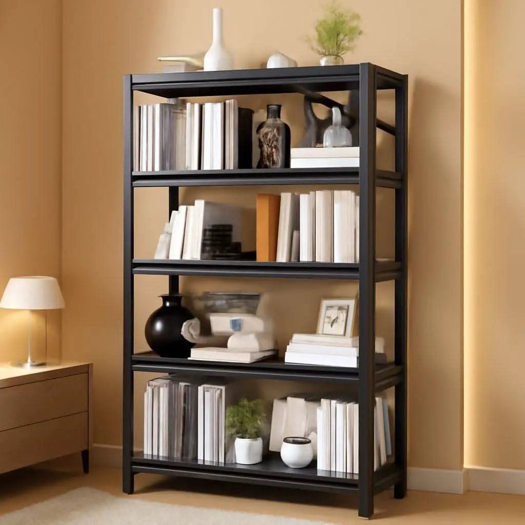 72 Inch Tall Industrial Metal Freestanding Bookshelf from PriceLows™