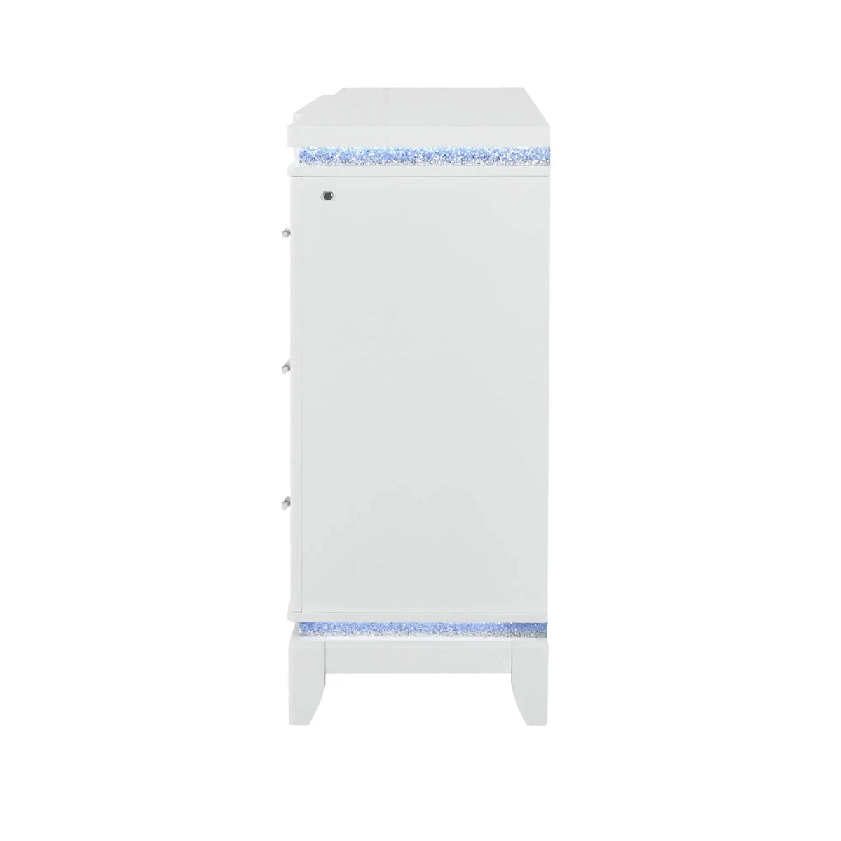 Adalid Dresser With LED Light And Glittered Drawer Fronts | 62 x 17.5 x 38.94 in | Solid Wood & Mdf | White