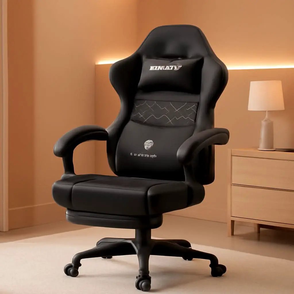 Black Breathable Fabric Gaming Chair With Massage Pad from PriceLows™