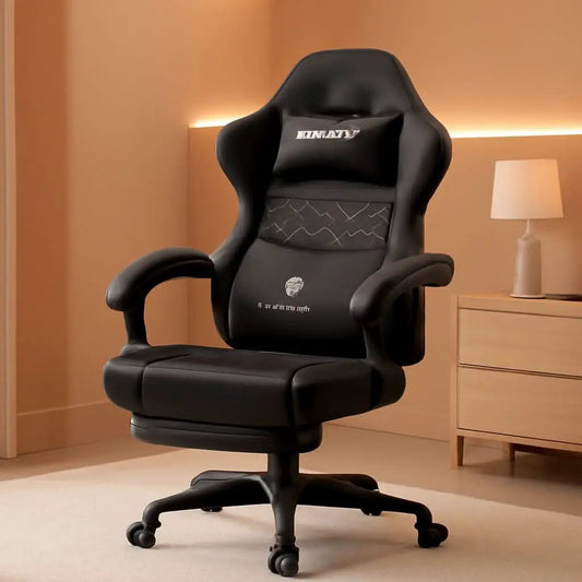 Black Breathable Fabric Gaming Chair With Massage Pad from PriceLows™