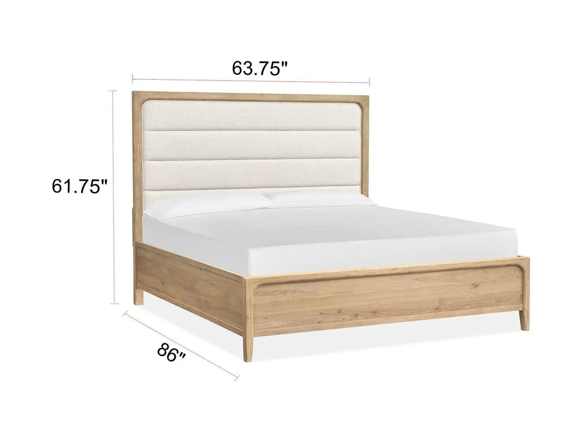 Somerset Complete Panel Bed With Upholstered Headboard | 3 Pieces | Oak Veneer | Bedroom