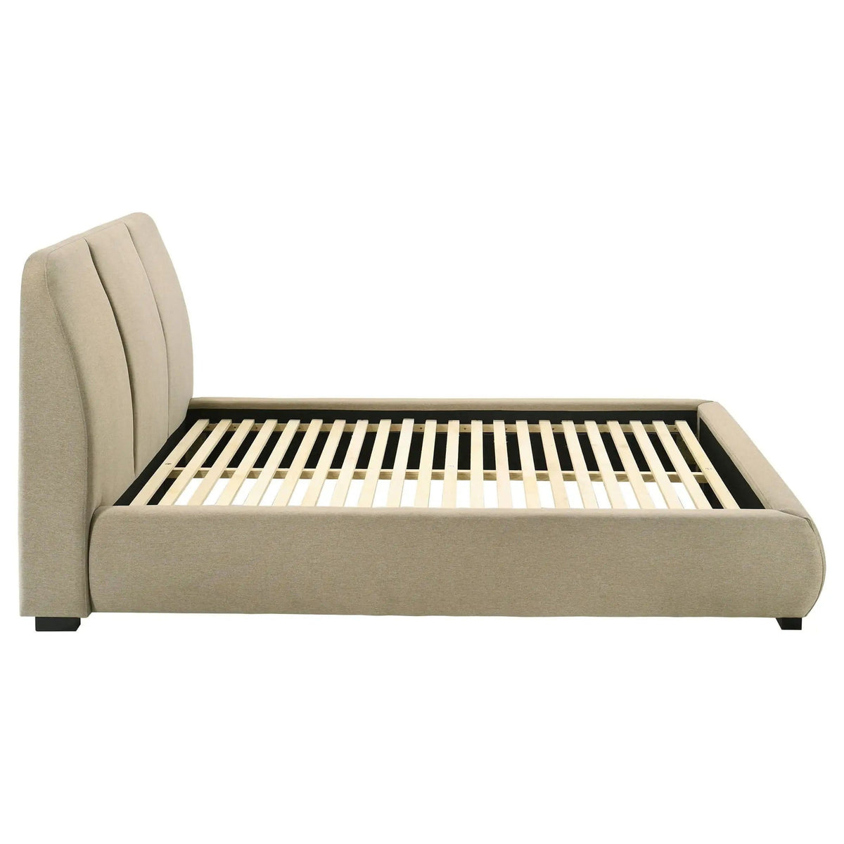 Mokena 46-inch Upholstered Queen Platform Bed | 72.75 x 95.25 x 45.5 in | Engineered Wood | Brown