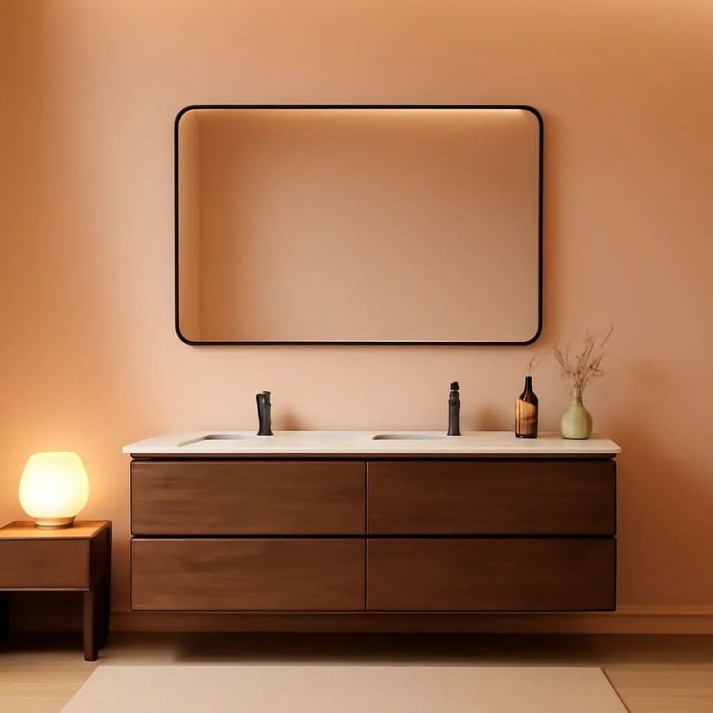 60x36 Inch Matte Black Bathroom Mirror With Metal Frame from PriceLows™