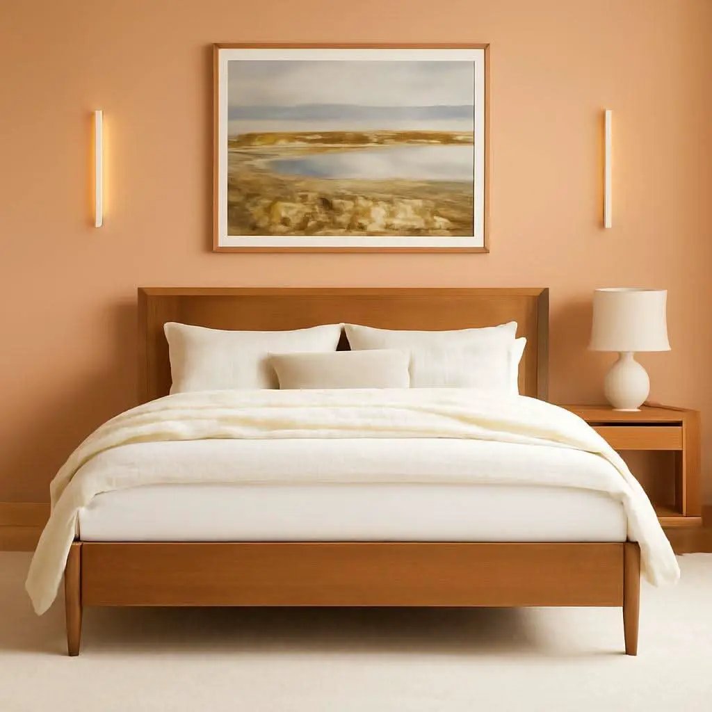 King Size Acacia Wood Platform Bed Frame With Headboard from PriceLows™