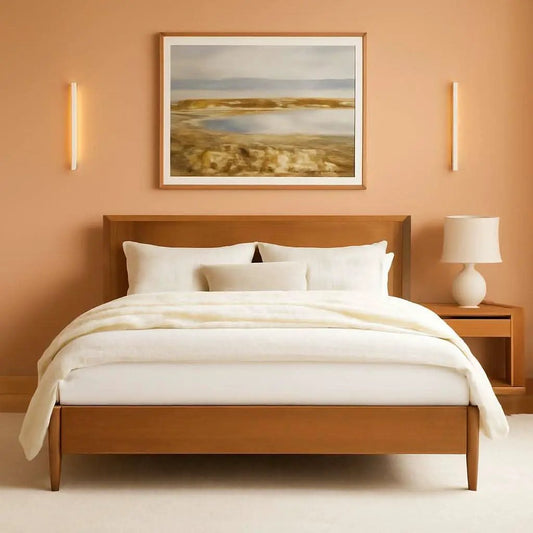 King Size Acacia Wood Platform Bed Frame With Headboard from PriceLows™