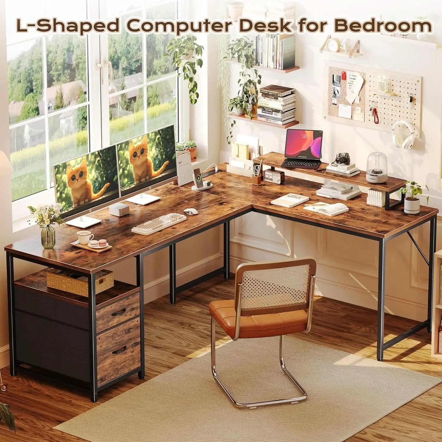 Sixty Three Inch L Shaped Desk USB Port Ergonomic Workspace from PriceLows™