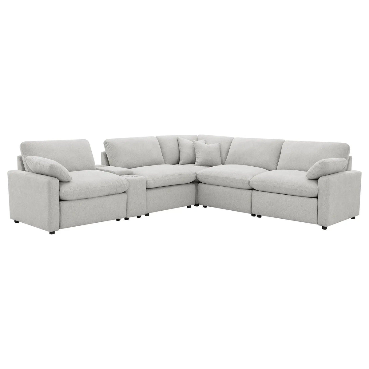 Collins 6-piece Modular Power Reclining Sectional | 6-Piece Set | Engineered Wood & Polyester | Grey