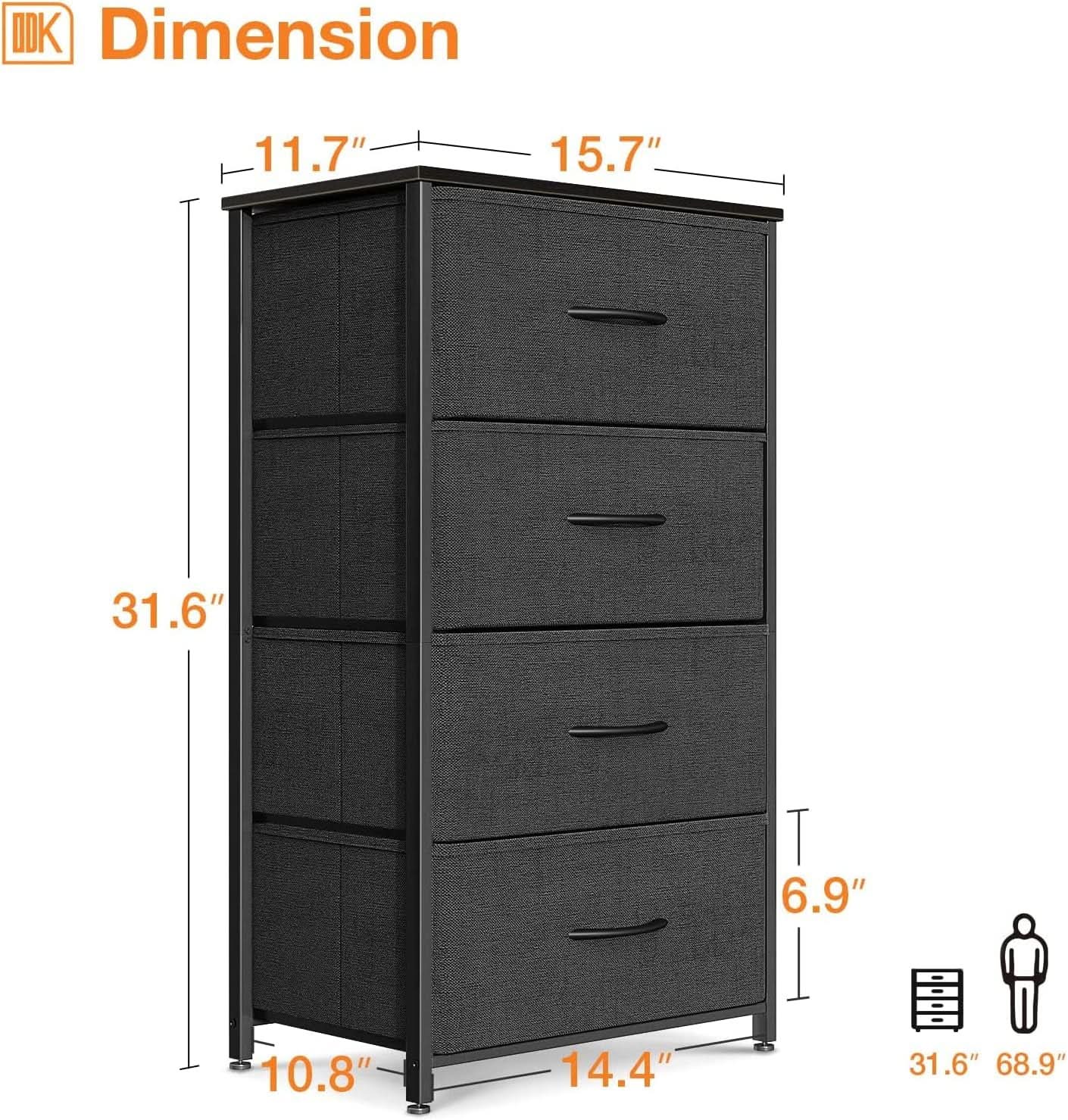 Black Compact Dresser Featuring SteelFrame And WoodenTop from PriceLows™