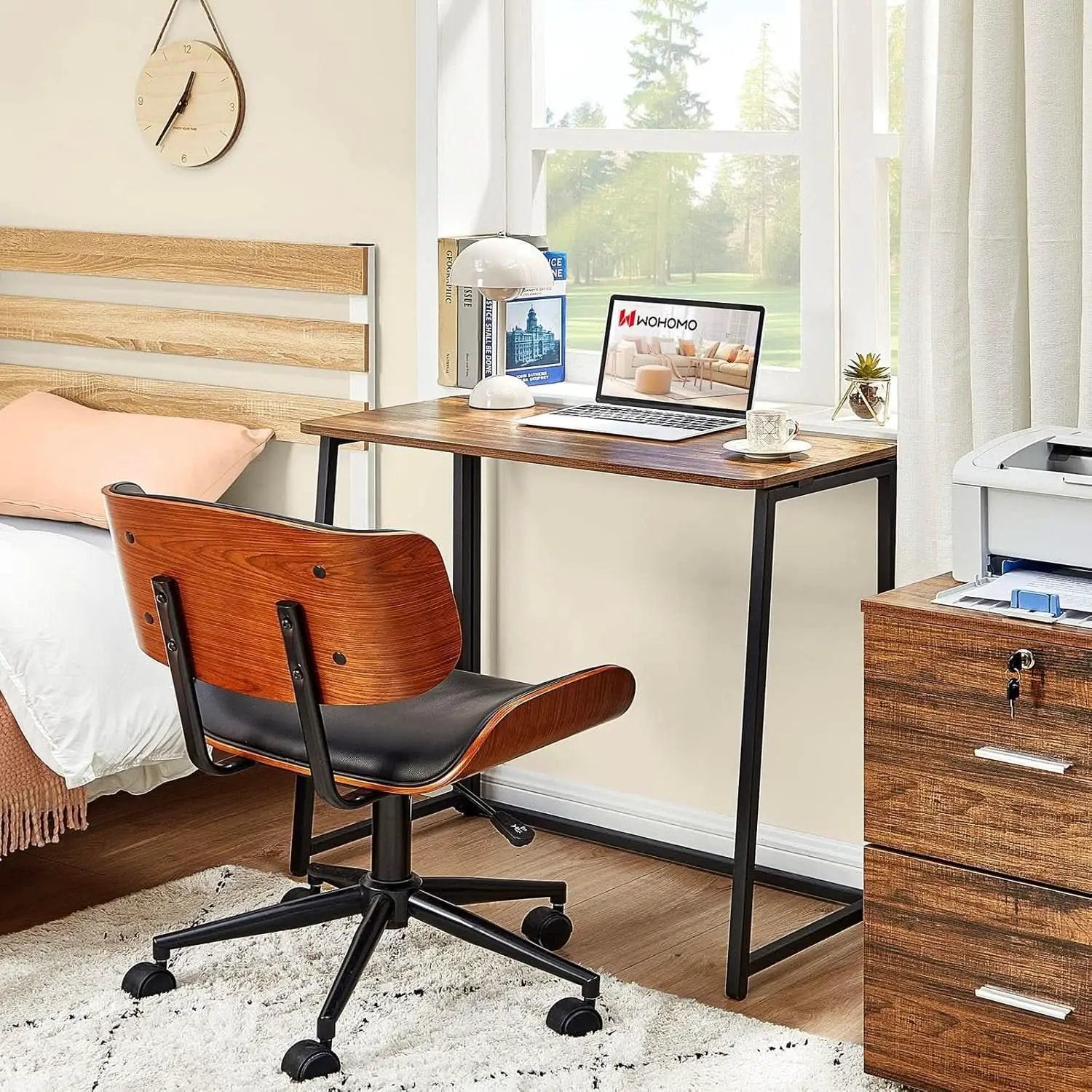 31.5 Inch Folding Computer Desk Space Saving Rustic Walnut from PriceLows™