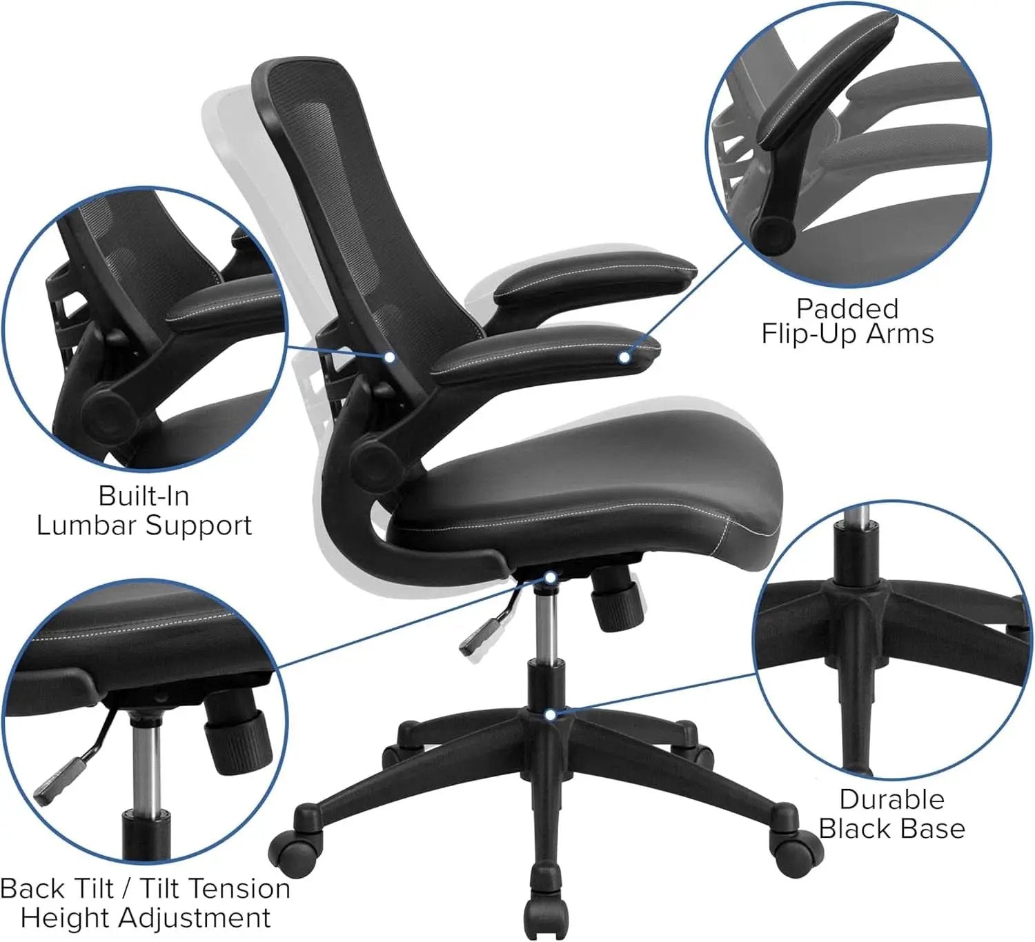Kelista Mid-Back Ergonomic Office Chair With Adjustable Height, Black from PriceLows™