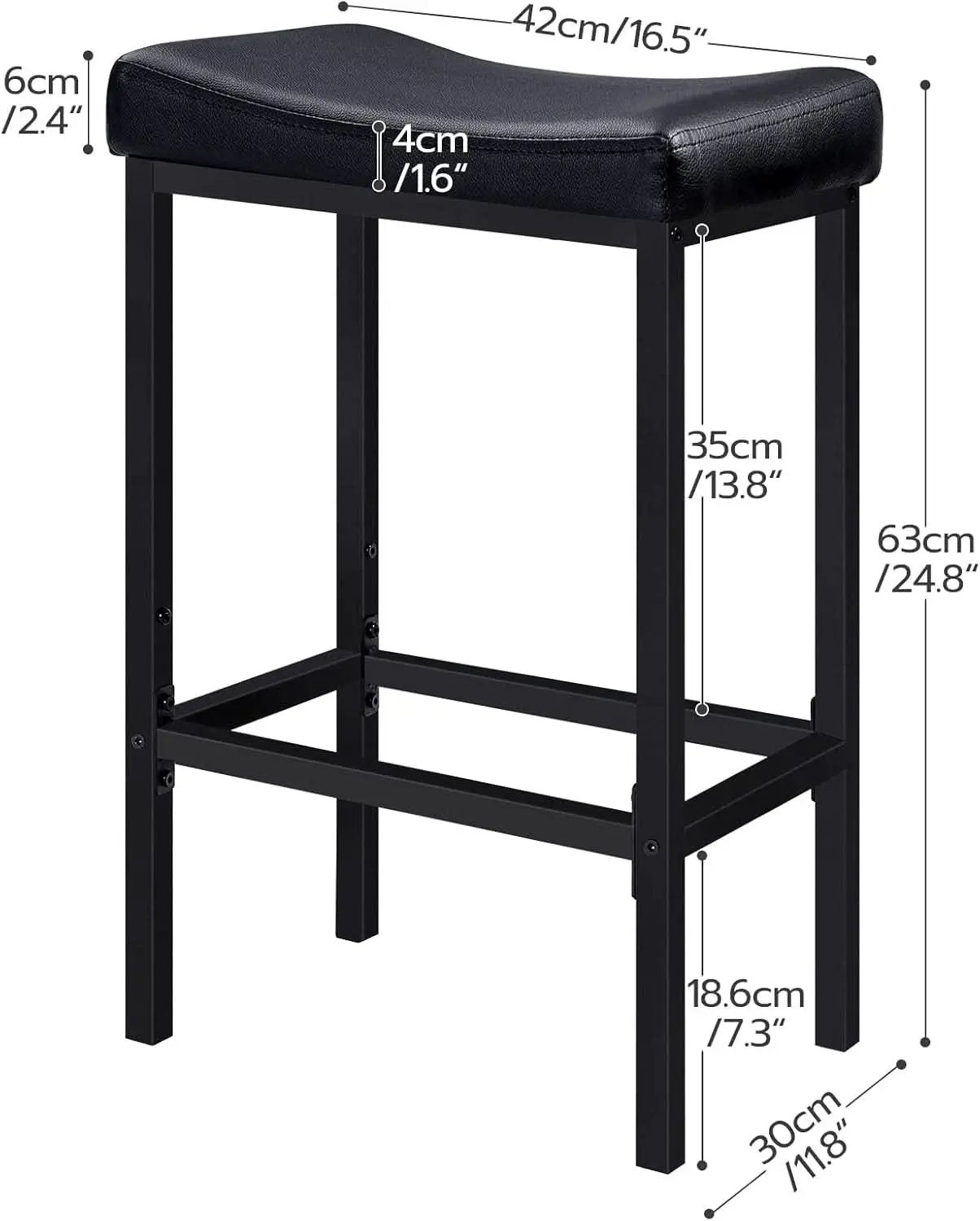 Counter Height Bar Stools Set Of 2 Saddle Seat Black from PriceLows™