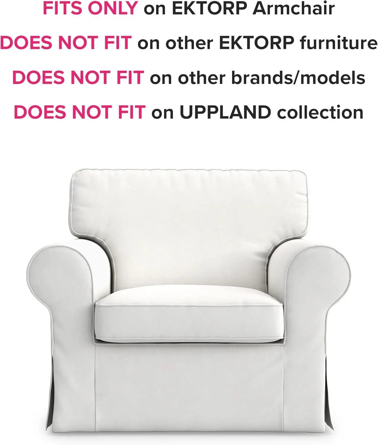 Ektorp Armchair Slipcover Cotton White Replacement Cover from PriceLows™