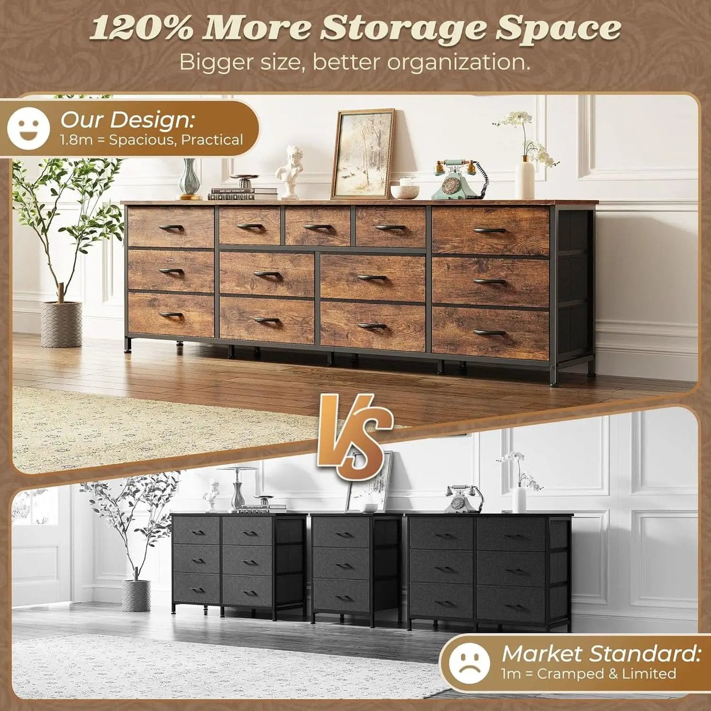 70 Inch Dresser TV Entertainment Center With Drawers from PriceLows™