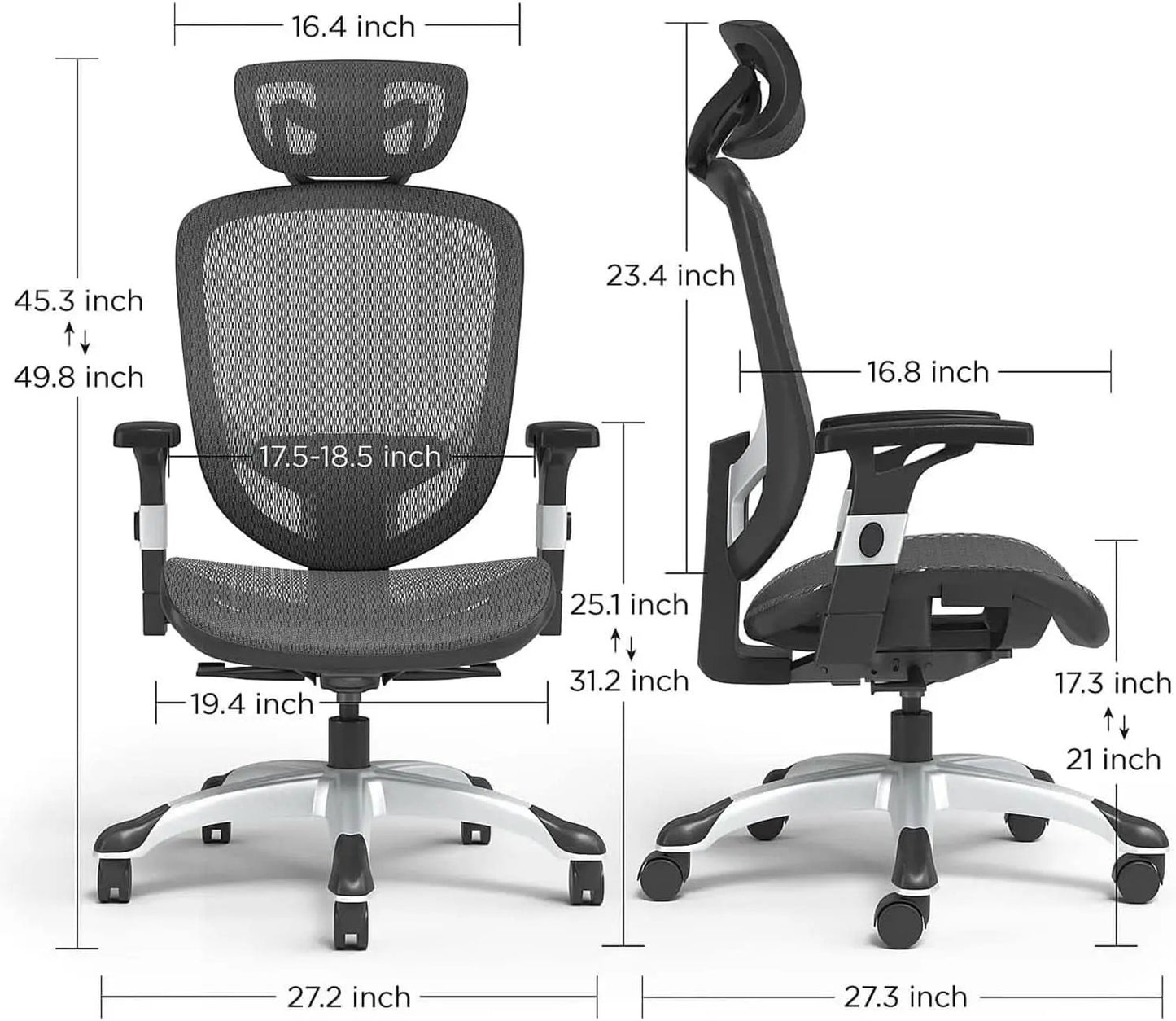 Hyken Ergonomic Mesh Swivel Task Chair Adjustable Black Office Chair from PriceLows™