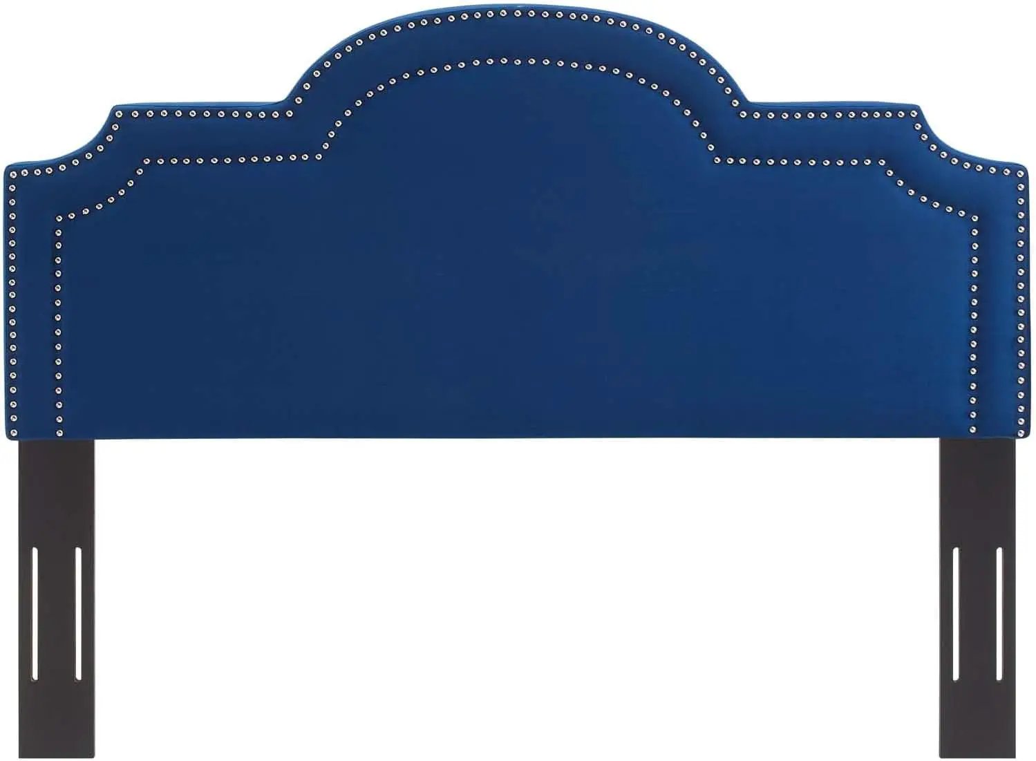 Navy Velvet King Headboard with Nailhead Trim and Foam from PriceLows™
